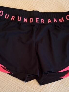 Under Armour Black Athletic Shorts with Pink Trim